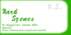 mark szenes business card